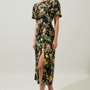 Sugar Lips Night Bloom Floral MIDI Dress